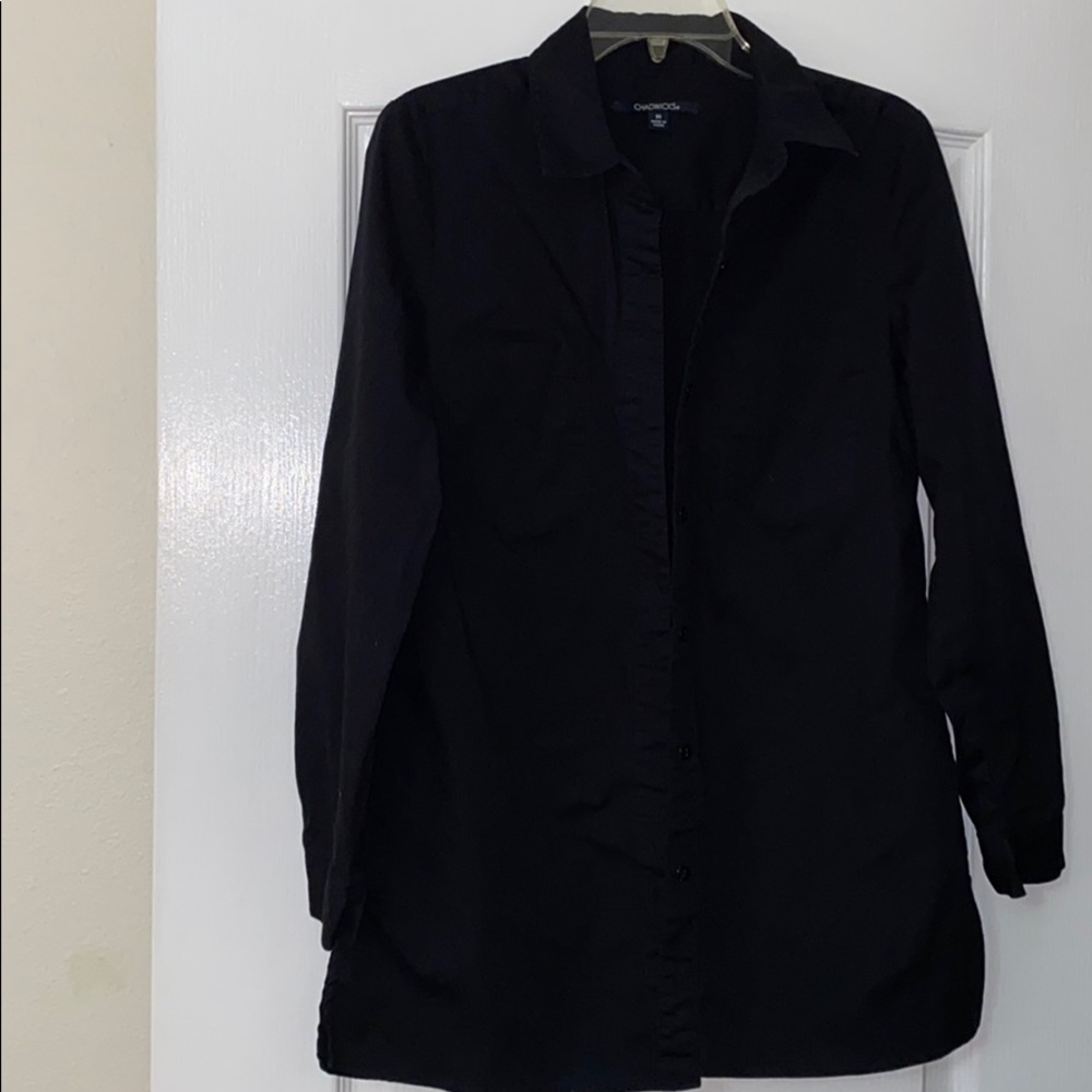 Chadwicks Black Button Down Tunic Blouse